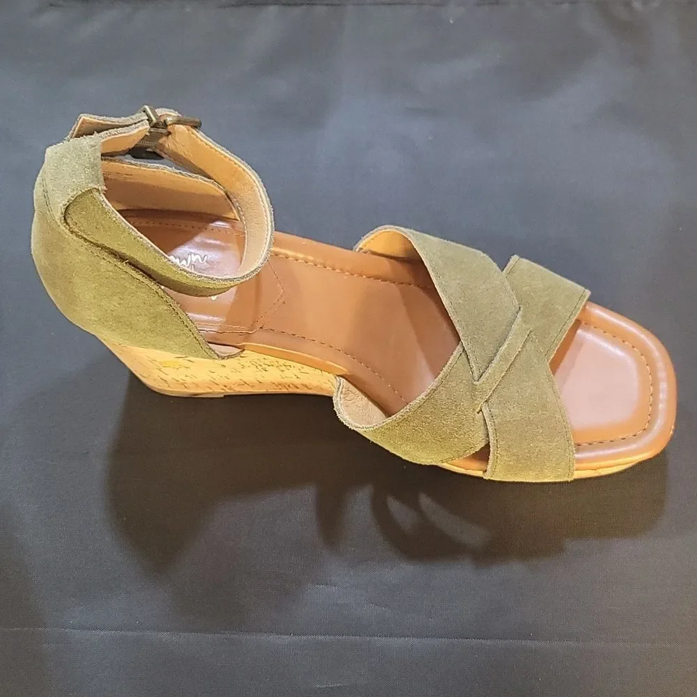 CROWN VINTAGE ANKLE STRAP ESPADRILLE PLATFORM WEDGE SANDAL